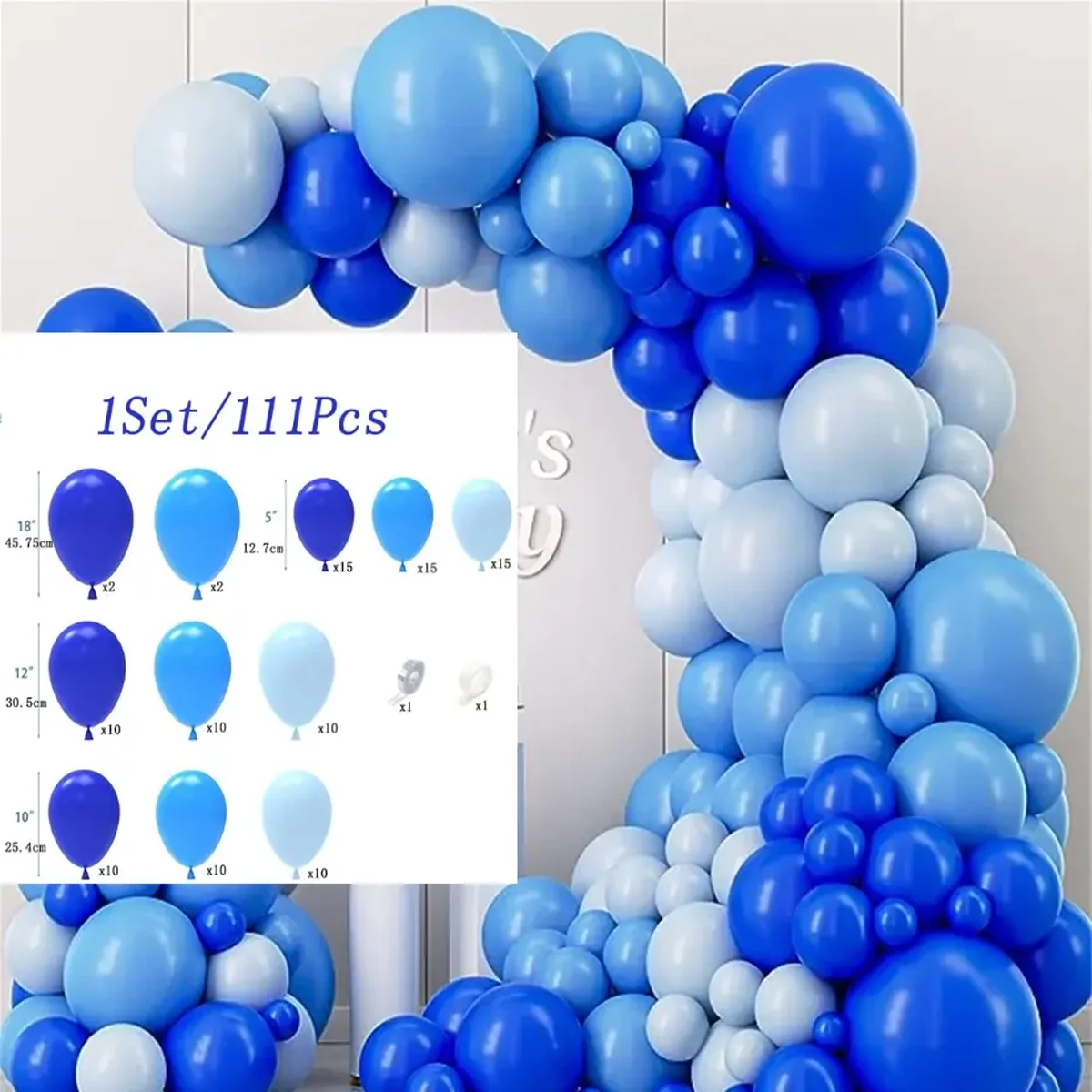 

Набор латексных шаров темно-синего и светло-голубого цвета