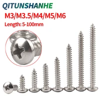 qitunshanhe m3 m3 5 m4 m5 m6 mini 304 stainless steel cross disc round head self tapping screws self tapping wood screws