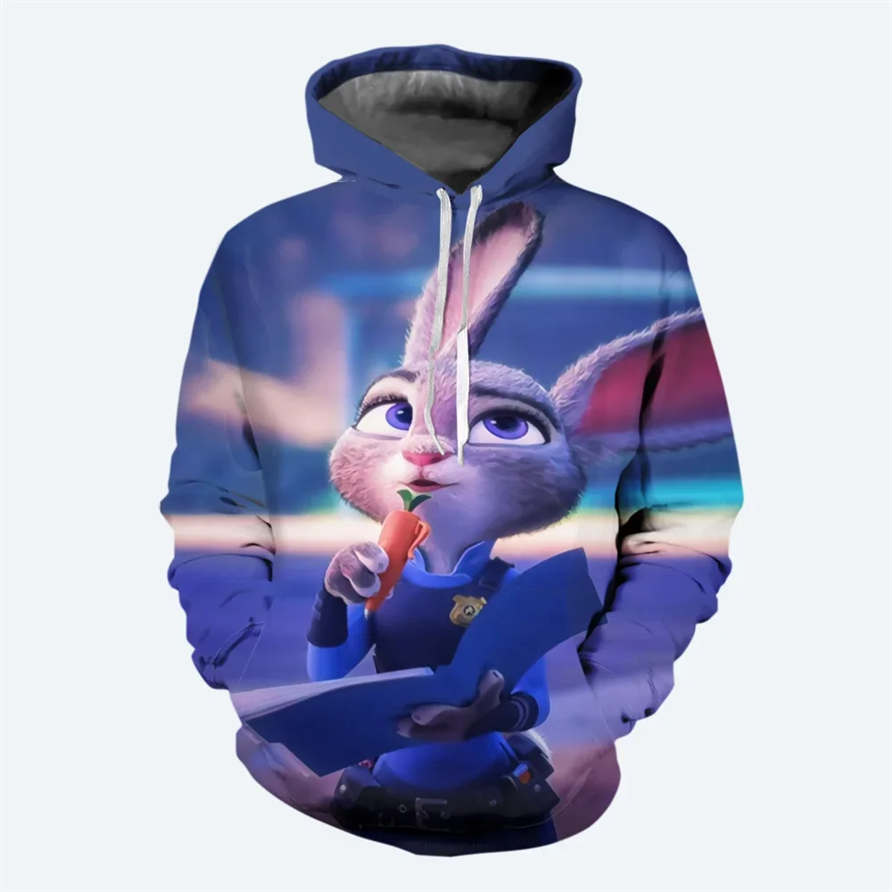 Cartoon Disney Children's Hoodie 3D Printed Crazy Zootopia Pattern Sweatshirt Street Fashion Classic Casual Style Men's