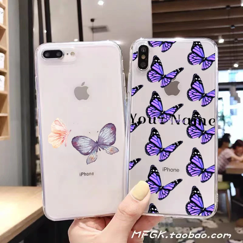 

Beautiful Simple Butterfly For Apple iPhone 11 12 13 Pro Max 12 13 Mini X XR XS Max SE 6 6S 7 8 Plus Clear Phone Case TPU