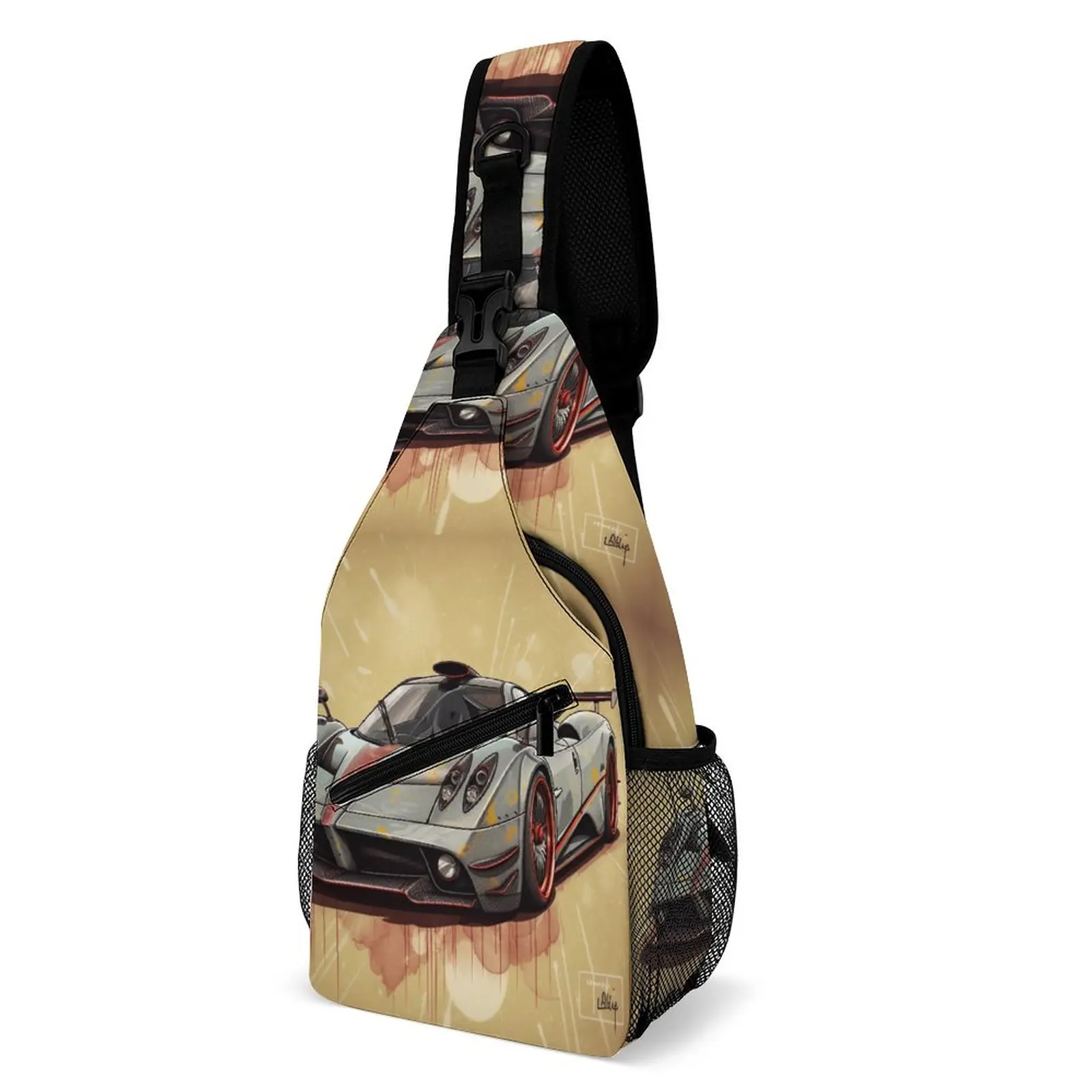 

Speed Sports Car Chest Bags Male Graphic Cartoon Bicycle Shoulder Bag Cool Custom Crossbody Bag School Running Sling Bags