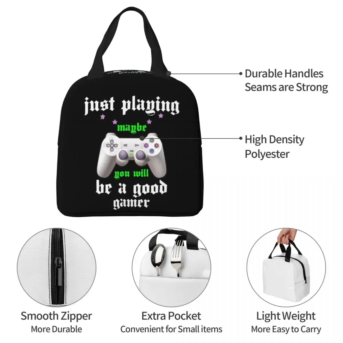 Просто играющий контроллер видеоигр изолированные сумки для обеда портативный