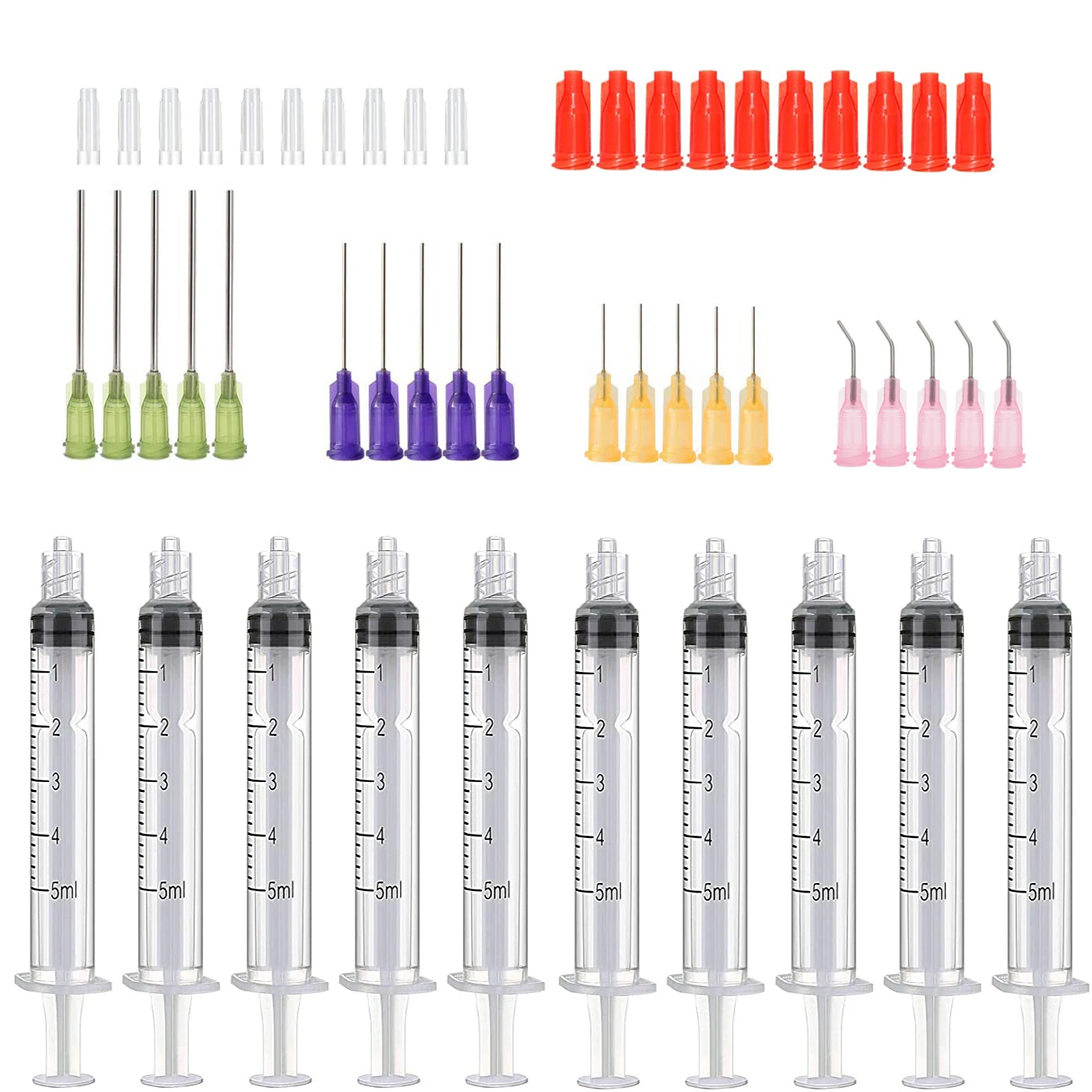 3-100ml Capacity Syringe Crimp Sealed with Blunt Needle Tips & Caps Transparent Syringes For Industrial Glue Oil Ink Usage |