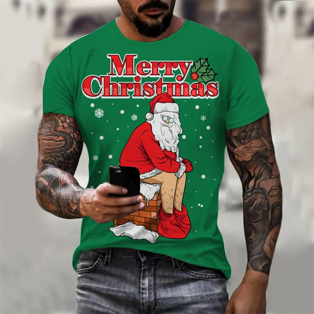 

CLOOCL Men T-shirt 3D Graphics Merry Christmas Funny Santa Claus Print Women T Shirt Short Sleeve Casual Street Boy Girl Clothes
