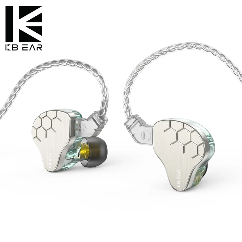 Наушники-вкладыши KBEAR Lark Hybrid 1DD + 1BA, Hi-Fi наушники с покрытием из серебра 4N, проводные наушники-вкладыши с монитором