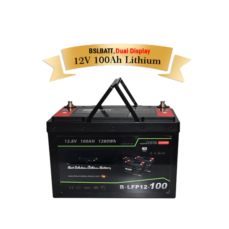 

solar double screen batterie lithium lifepo4 12v 100ah bluetooth lithium iron phosphate battery pack