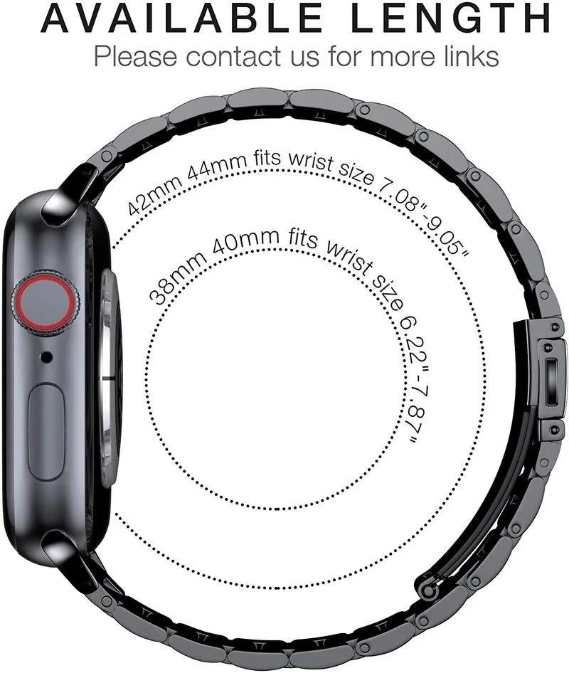 Звеньевой браслет из нержавеющей стали для Apple Watch 7 6 5 4 3 2 ремешок браслета 38 мм 40 44