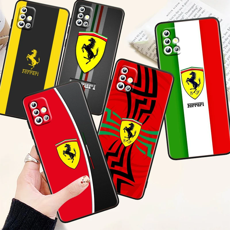 

Luxury Ferrari Car Hot Logo Phone Case For Samsung A73 A72 A71 A54 A53 A52 A51 A42 A33 A32 A24 A23 A22 A21 A13 A04 A03 5G Black