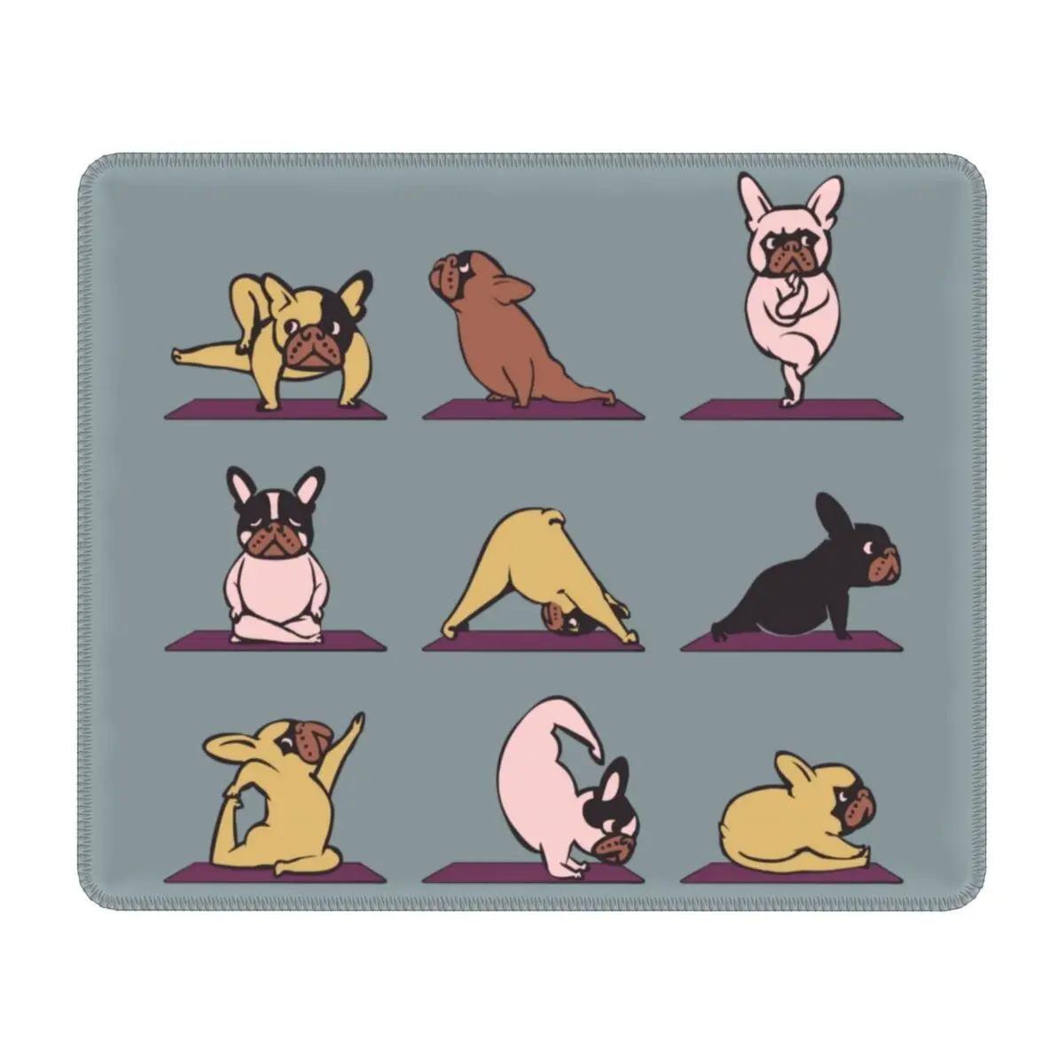 

French Bulldog Yoga Mousepad Custom PC Gaming Mouse Pad Anti-Slip Rubber Base Office Desktop Frenchie Dog Lover Mat