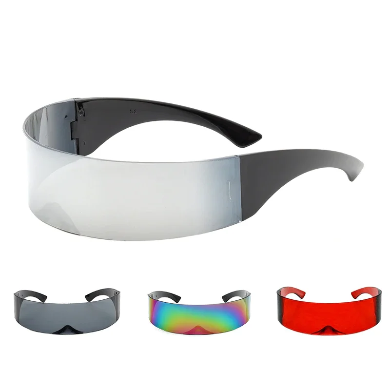 

Fashion Decorative Glasses Visor Wrap Shield Large Mirror Sunglasses Riding Windproof Glasses Riding Glasses Party Glasses