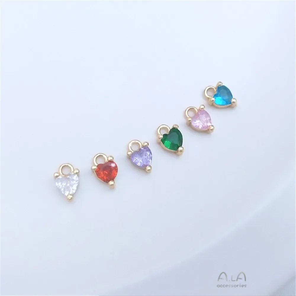 14-каратное золото три лапы мозаика персиковое сердце цвет сердца циркониевые