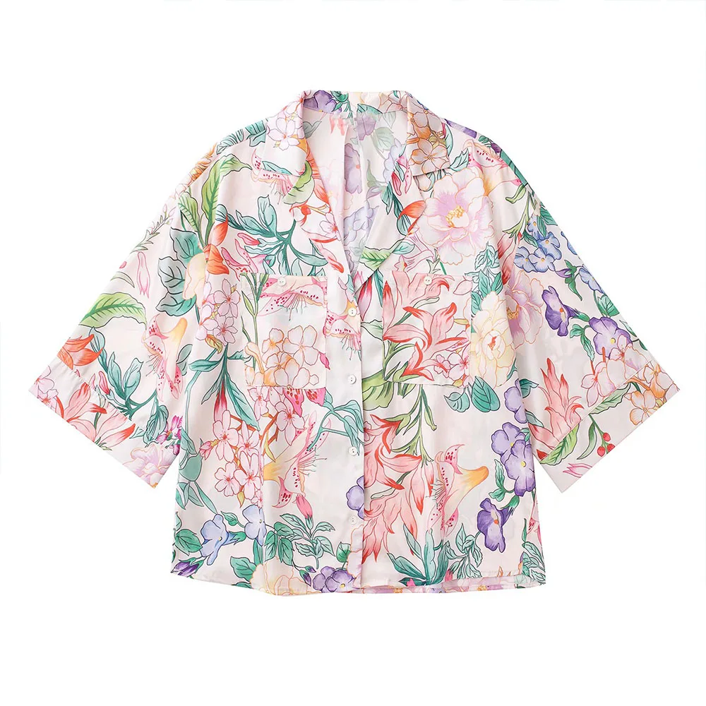 

URMASZANew Fashion printed woman blouse single-breasted suit collar Elegant Woman Shirt Long sleeve top Chic Ladies blouses