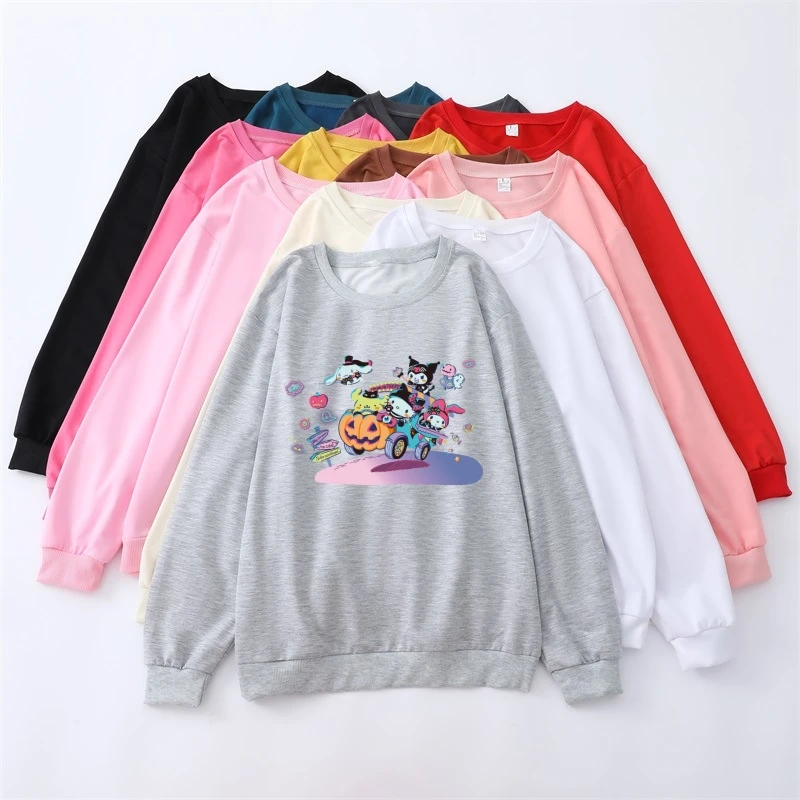

Anime Sanrio Kuromi Cute Sweater Casual Fashion Outer Loose Comfortable Printing Clothing Tops Women Men Kawaii Birthday Gift