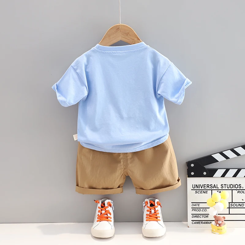 Детский хлопковый спортивный костюм футболка и шорты с мультяшным принтом