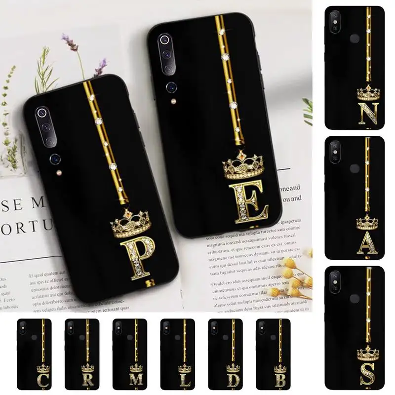 

Rose Gold 26 Letters Phone Case for Xiaomi mi 5 6 8 9 10 lite pro SE Mix 2s 3 F1 Max2 3