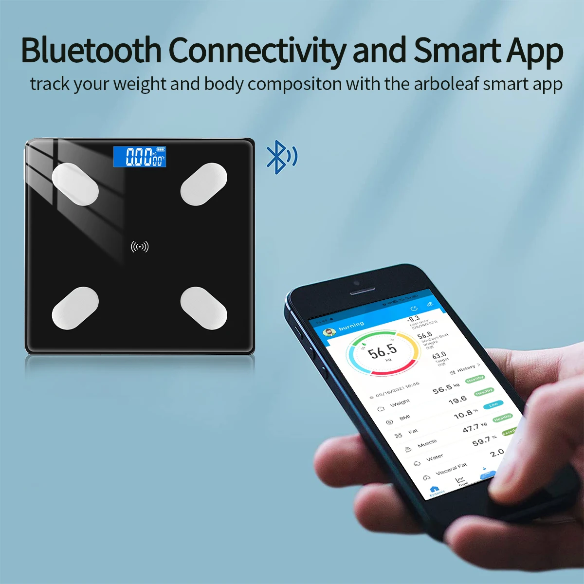 Электронные весы Smart 2021 с поддержкой Bluetooth для измерения индекса жира тела лидер