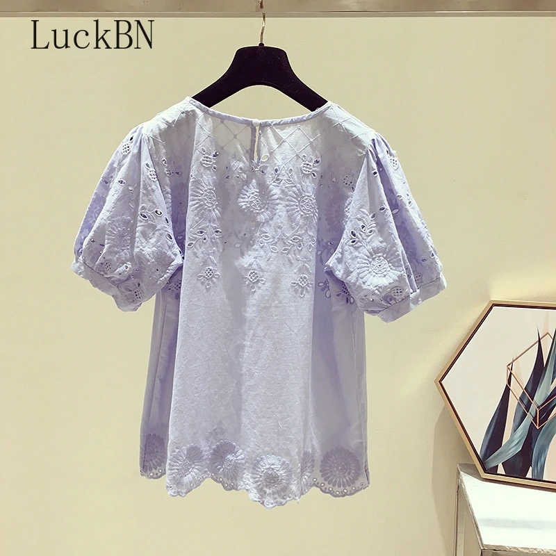 Блузка женская вязаная крючком с круглым вырезом большого размера | Женская