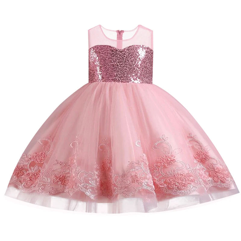 new Girls party dress for flower petal princess dress flower girl wedding dress children dance fluffy dress Girl's clothes