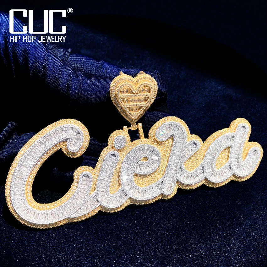 CUC Custom Letter Name Pendant For Men Wome Heart Bail Make Number Symbol Necklace Chain Zircon Hip Hop Jewelry