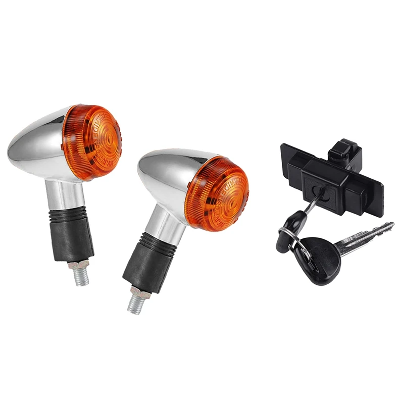 

2X Motorcycle Turn Signals Bullet-Front Rear Lights & 1X MB846665 Glove Box Lock Key For Mitsubishi Montero Pajero V31