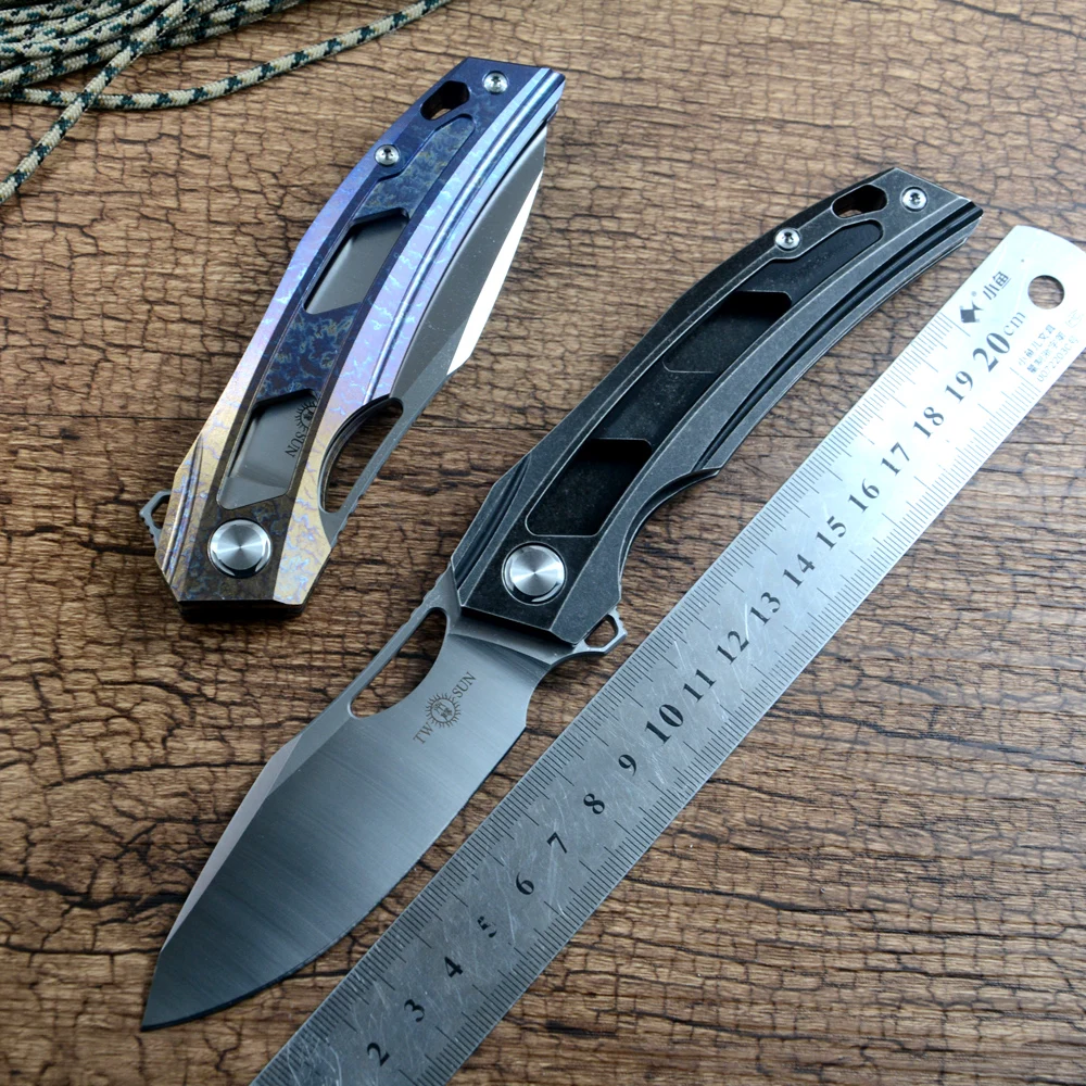 Карманный нож Two Sun TS64 D2, титановая ручка TC4, цветная, для охоты, кемпинга, походов, кухни, повседневного ношения, коллекции подарков Карманный нож Two Sun TS64 D2, титановая ручка TC4, цветная, для охоты, кемпинга, походов, кухни, повседневного ношения, коллекции подарков