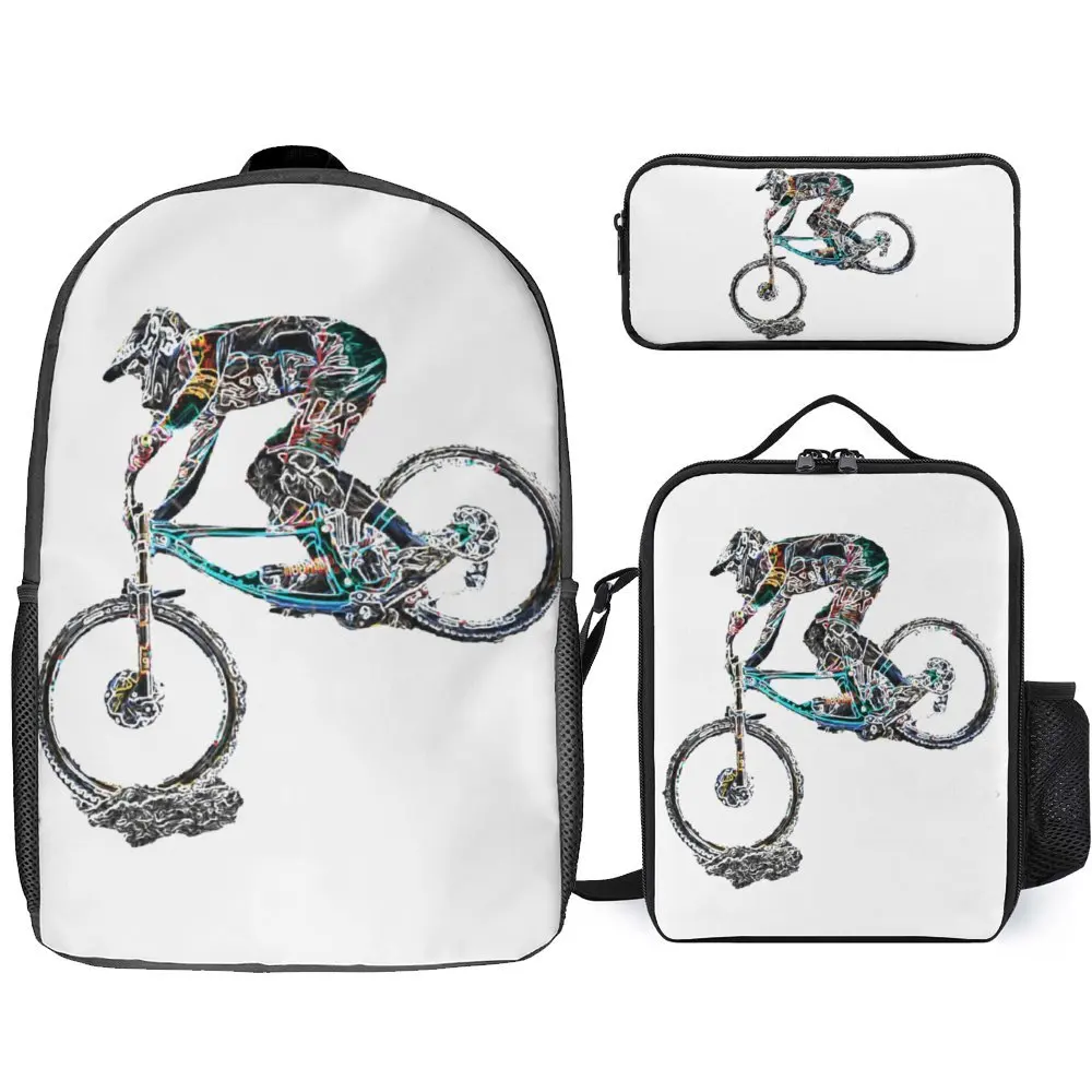 

3 in 1 Set 17 Inch Backpack Lunch Bag Pen Bag Mtb Mountain Bike Cycling Classic 13 Durable Knapsack Cosy Summer Camps Hot Sale