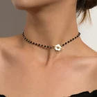 Простое короткое ожерелье с черными бусинами, женская бижутерия, Женское Ожерелье-чокер, бижутерия, Женское Ожерелье для вечеринки, 2021