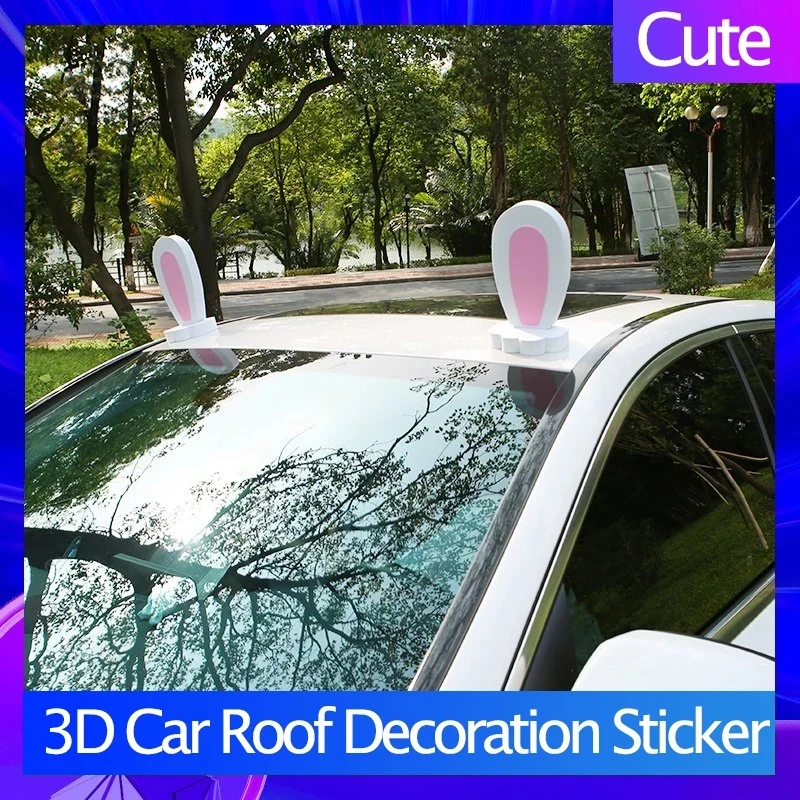 

Car Roof Decoration External Doll Modification Personality Lovely Rabbit Cartoon Cat Ear Female Women's car products 3D Stickers