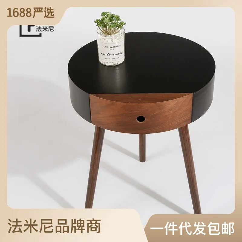 

Aoliviya Sh New Italian Minimalist Bedside Table round Chest of Drawer Nordic Industrial Living Room Side Table Side Table