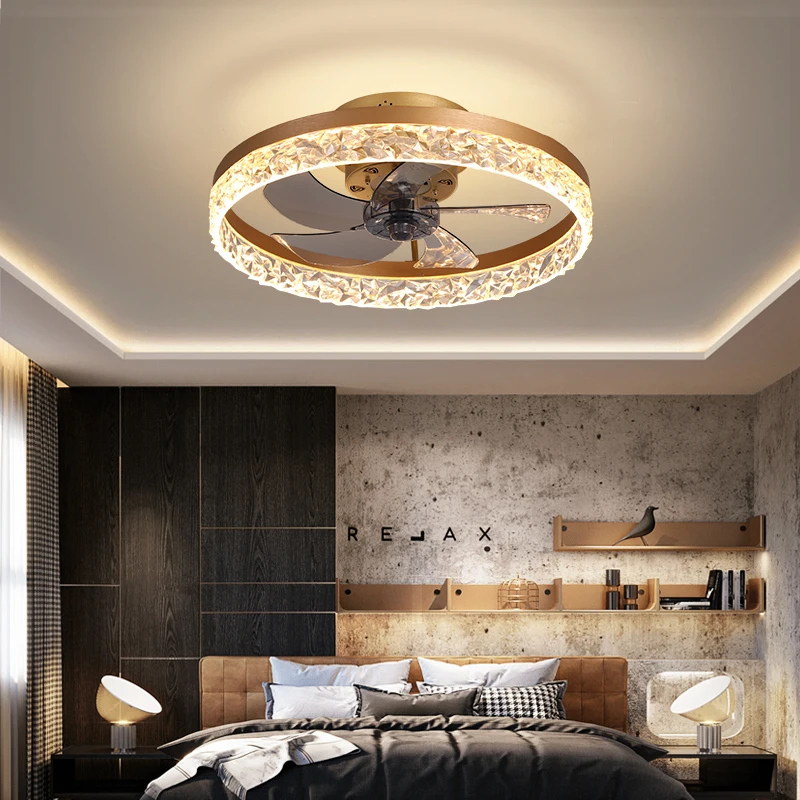 

New Modern Remote Control Ceiling Fan Light with Dimmable LED Indoor Lighting, Bedroom, Study, Black/Coffee Pendant Light
