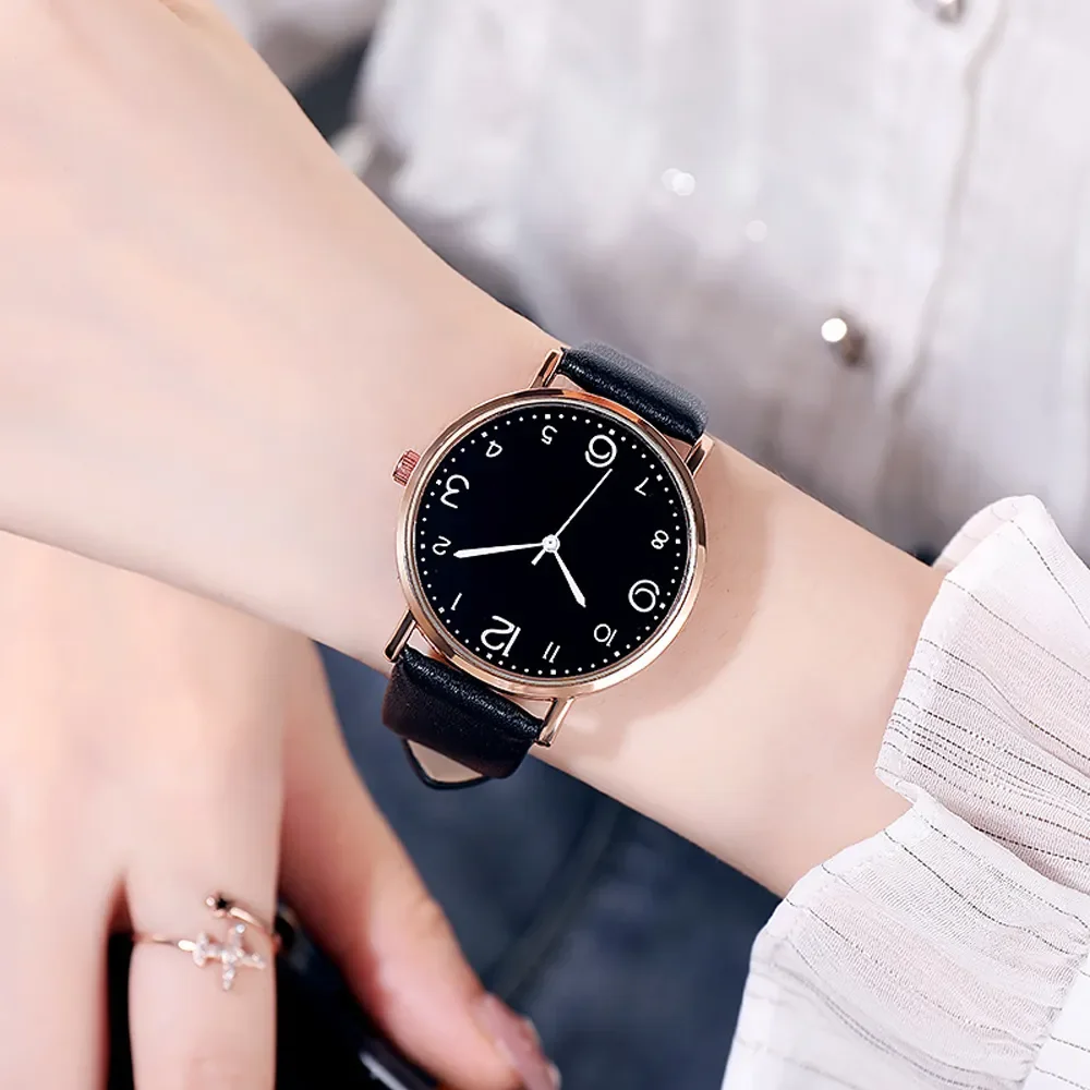 Women Luxury Quartz Alloy Watch Ladies Fashion Stainless Steel Dial Casual Bracele Watch Leather Wristwatch Zegarek Damski