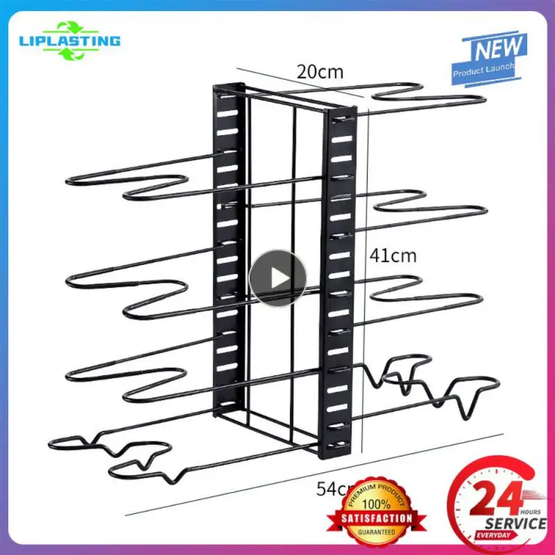 

5-layers Iron Pan Organizer Holder Cutting Board Pan Pot Adjustable Shelf Accessories Kitchen Cookware Storage Rack Detachable