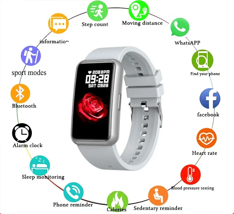 

2022 New Full Touch Blood Pressure Monitor Fitness Tracker Sports Smart Watch H06 Smart Watch Women For Apple Xiaomi Huawei