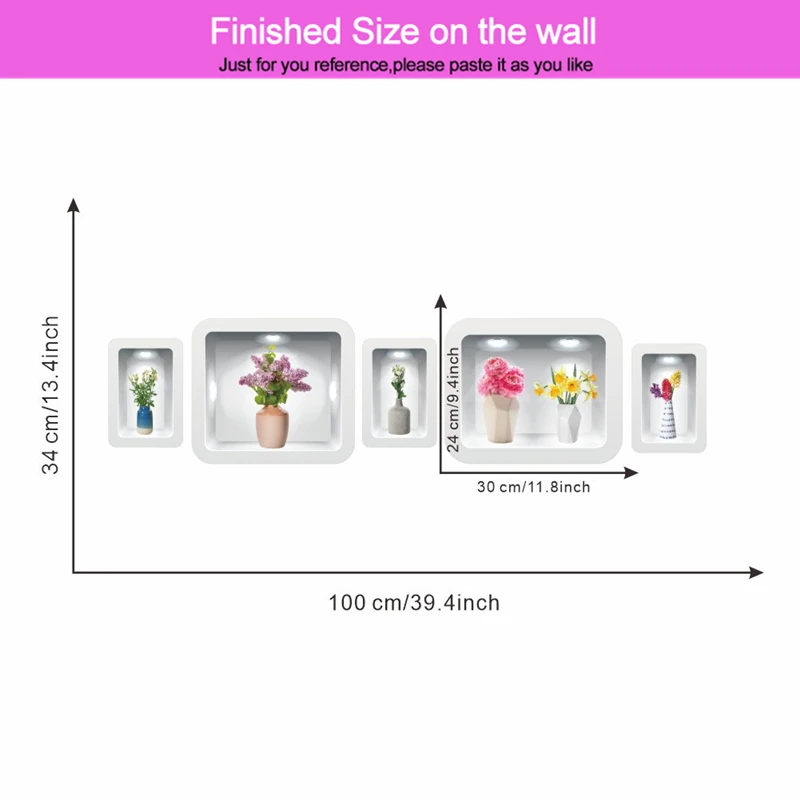 Яркий 3d цветочный горшок стикер на стену для магазина офиса студии украшения