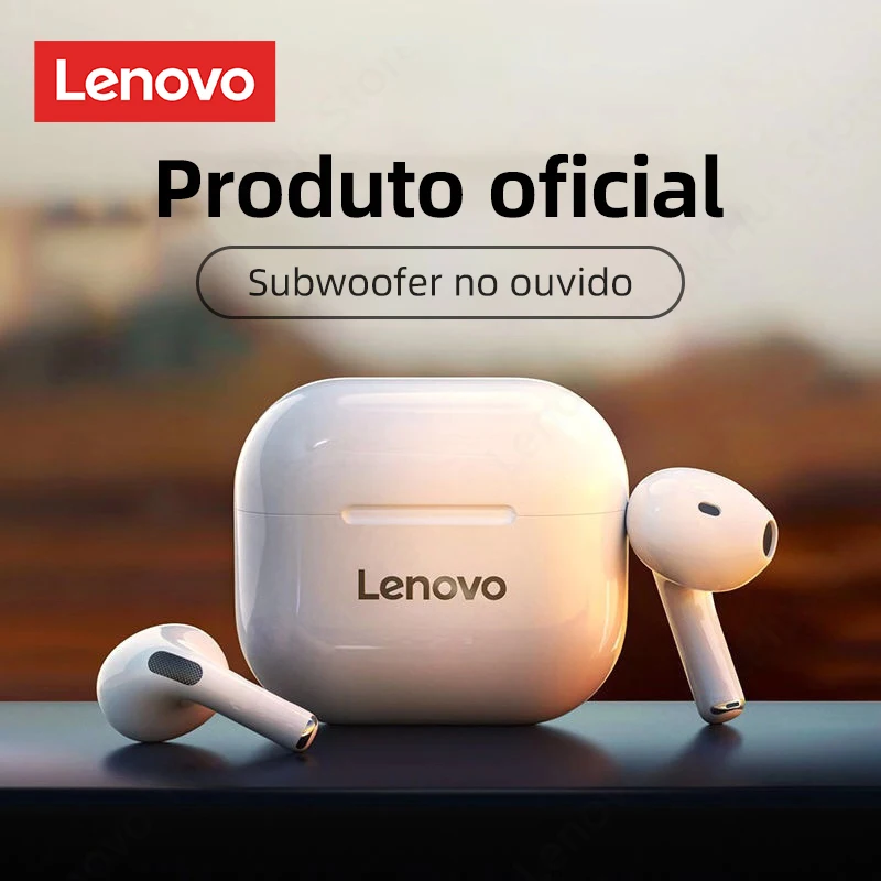 Lenovo-Fone de ouvido LP40 TWS, sem fio, Bluetooth 5.0, Dual Stereo, redução de ruído, grave, controle de toque, tempo de espera longo, 300 mAh, novo, original