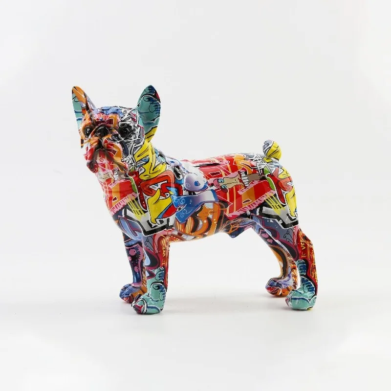 

Creative European-style simple round ear method fighting colored resin crafts home living room bedroom animal dog ornaments