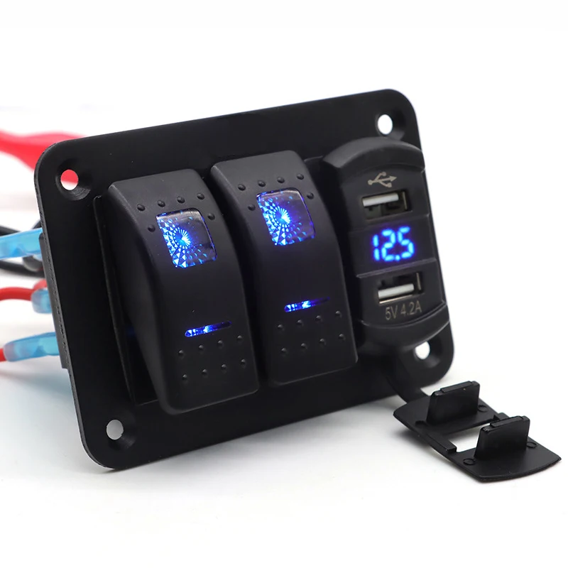 

2-х кнопочный автомобильный переключатель пылезащитный двойной Usb зарядное устройство цифровой вольтметр с переключателем