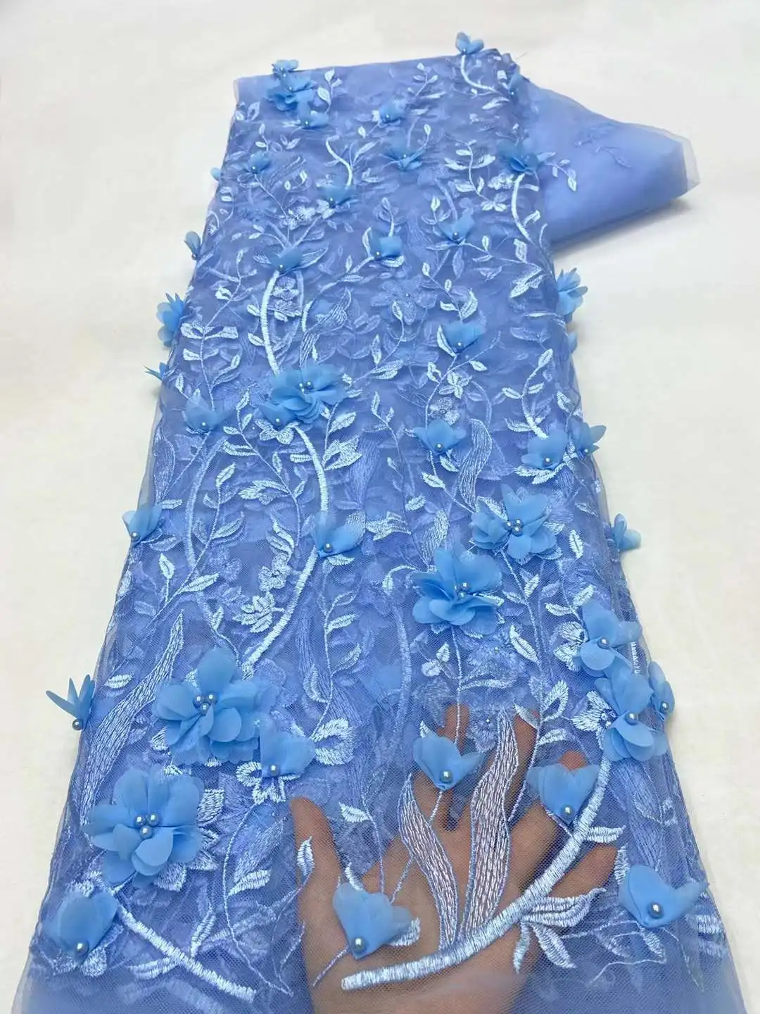 Африканская 3D Цветочная кружевная ткань 2021 французская Тюлевая приклеенная