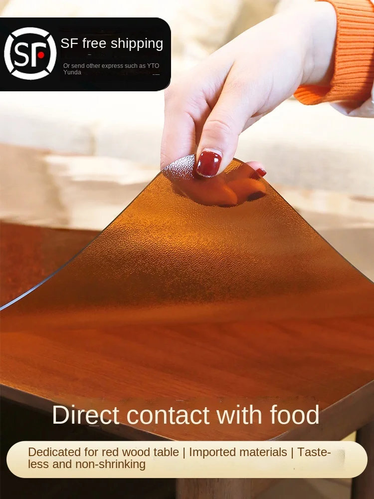 

Red Light Frosted Custom Rosewood Furniture Chinese Desktop Mat Soft Glass Transparent cloth PVC Dining Table