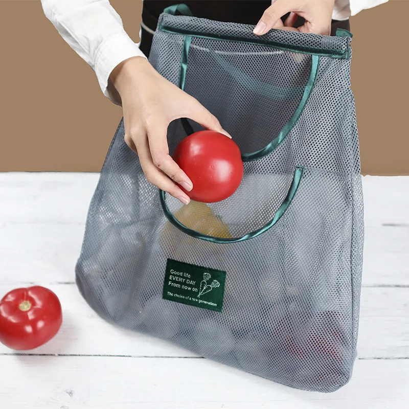 

Wall-mounted Fruit Vegetable Storage Bag Garlic Onion Breathable Net Pocket Convenient Openwork Net Bag Hand-held Storage Bag