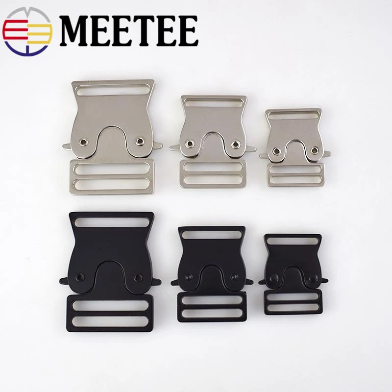 

2/4pcs Meetee Metal Bag Quick Side Release Buckles 25/30/38mm Dog Collar Webbing Adjust Buckle Clothes Belt Clasp Head Accessory