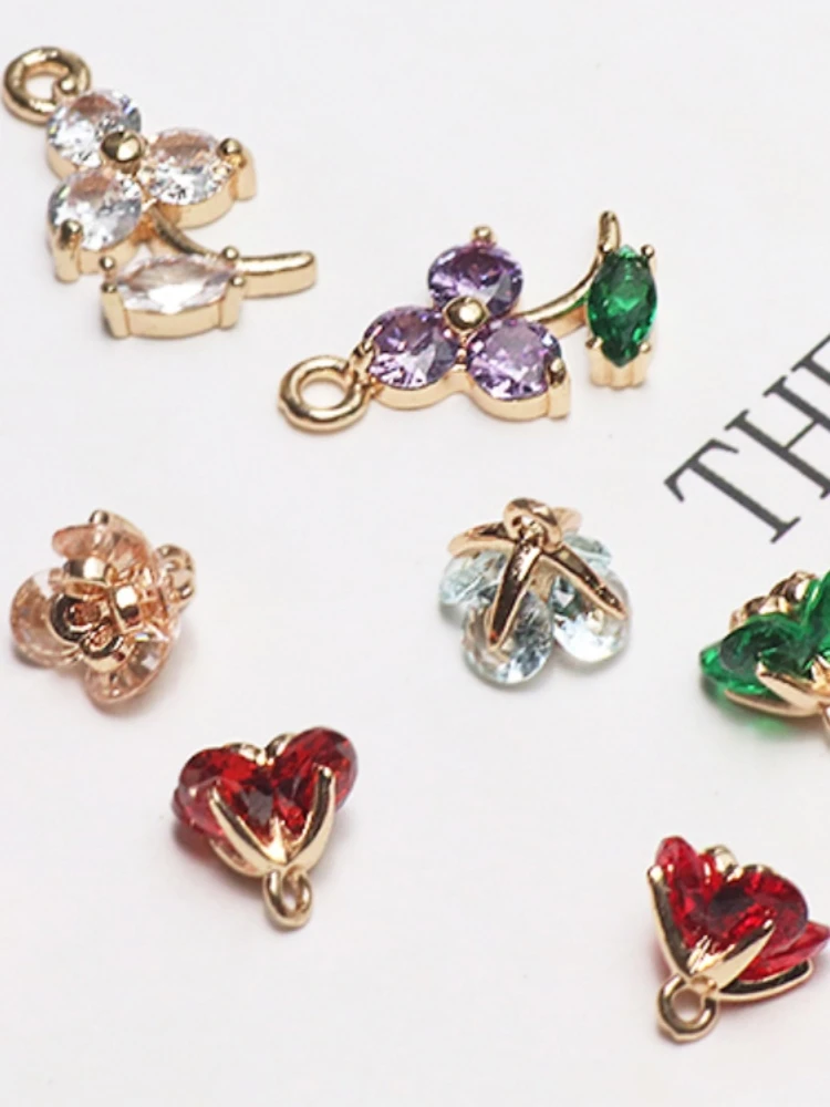 Ретро Sle медь инкрустированный цирконом мини-цветок универсальный кулон DIY