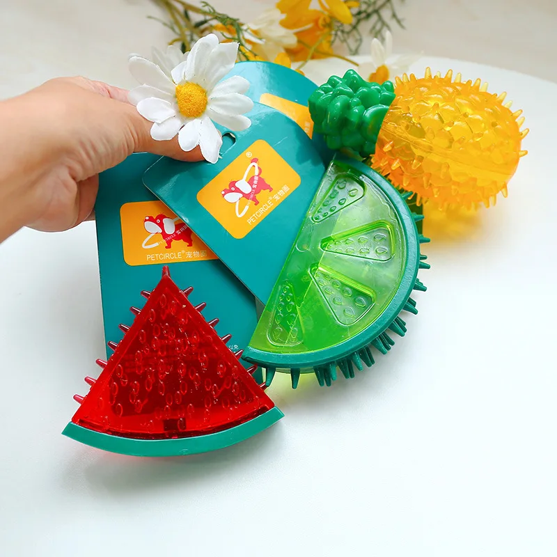 

Popular Cute Fruit Dog Chew Toys Teeth Grinding Pet Made By Bite Glue for Pets Durability Puppy Toothbrush Bite Resistant Toys