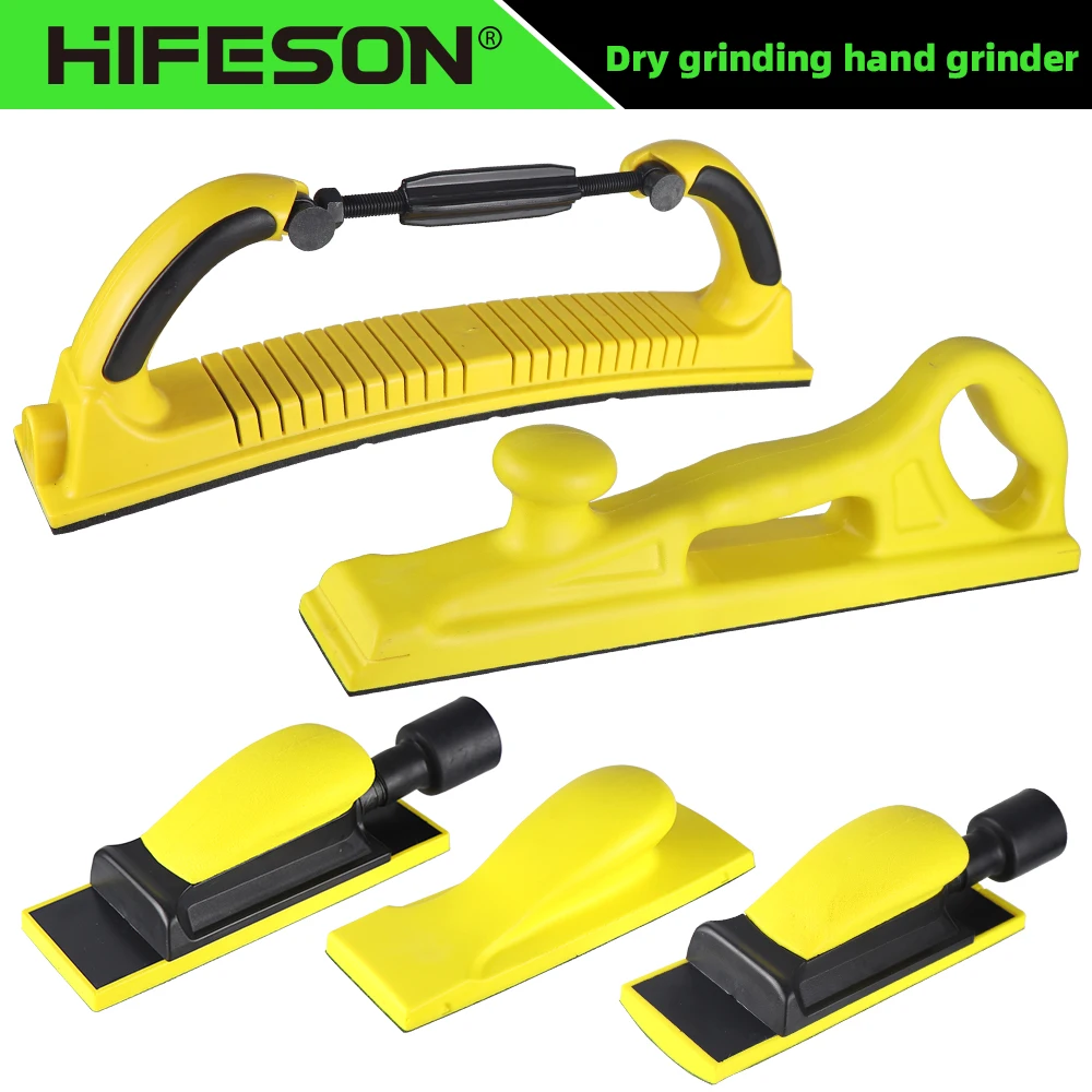 

HIFESON Handheld Sander Hand Sanding Block Set Hook and Loop Assorted Shaped Sanding Disc Holder Grinding Tool