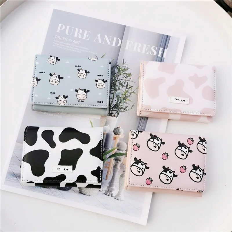

2021 New Fashion Cow Pu Leather Cartoon Anime Multi-card Slot Short Women Coin Purse Mini Wallet For Outdoor Women Girl Gift