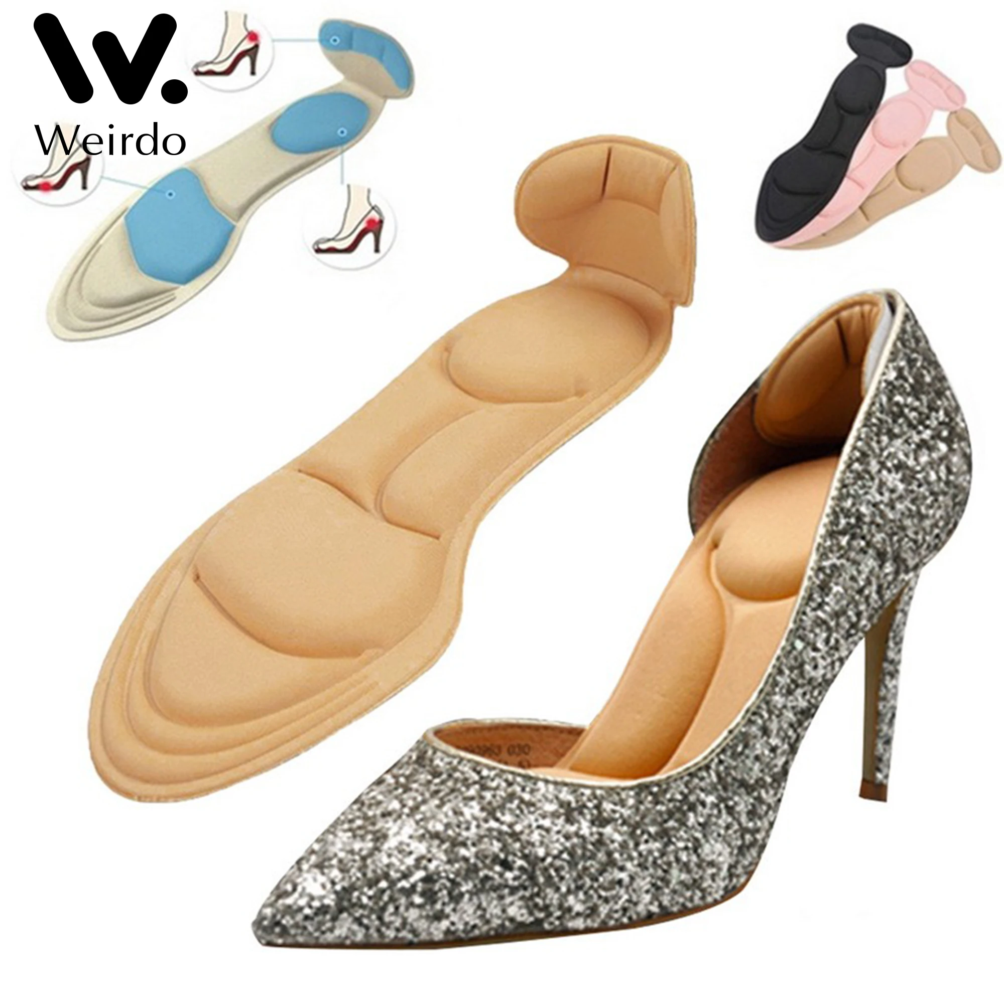 

Women's Fashion Insoles Massage High-heeled Shoes Insoles Anti-slip Absorption 4D Soft Breathable Insole