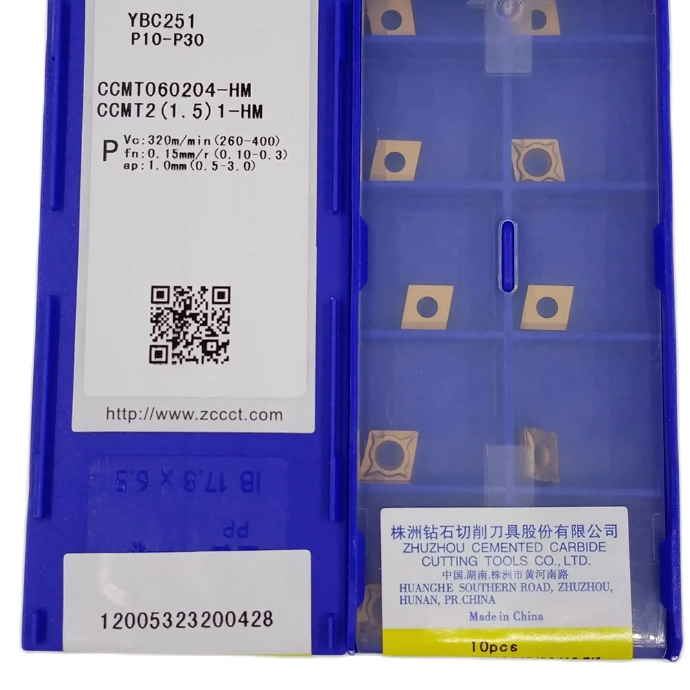 CCMT 060204 HM Original 100% ZCC YBC251 -HM токарные вставки из цементированного карбида 10 шт./лот