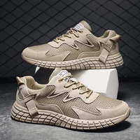 summer genuine leather lace up mens shoes trendy outdoor walking mens casual shoes breathable mesh mens sport shoes