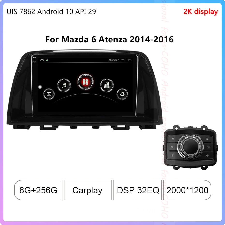 

Для Mazda 6 2014-2016 2000*1200 разрешение Octa-core 8 + 256 автомобильная навигация CarPlay Автомагнитола мультимедийный видеоплеер GPS