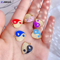 15pcs tai chi heart charms pendants boho drop oil charm for jewelry making earrings bracelets necklaces diy handmade accessories